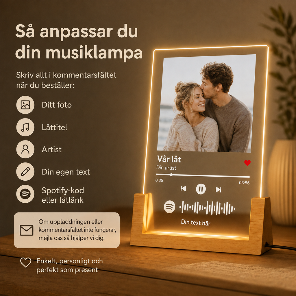 Musikskylt med eget foto och låtkod