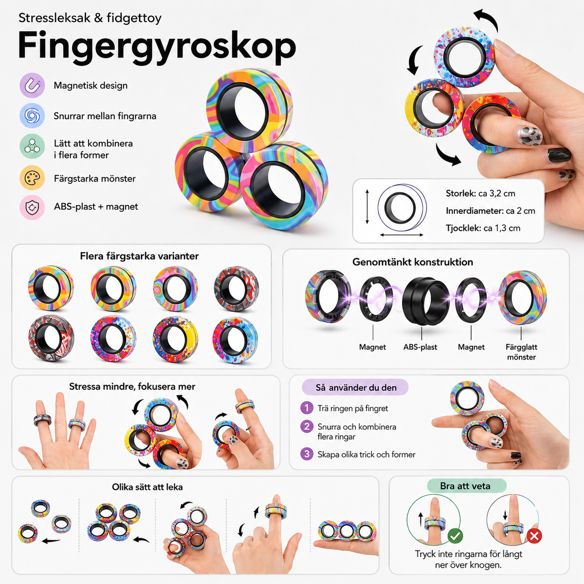 Magnetringar 3-pack – fidget för fingrarna