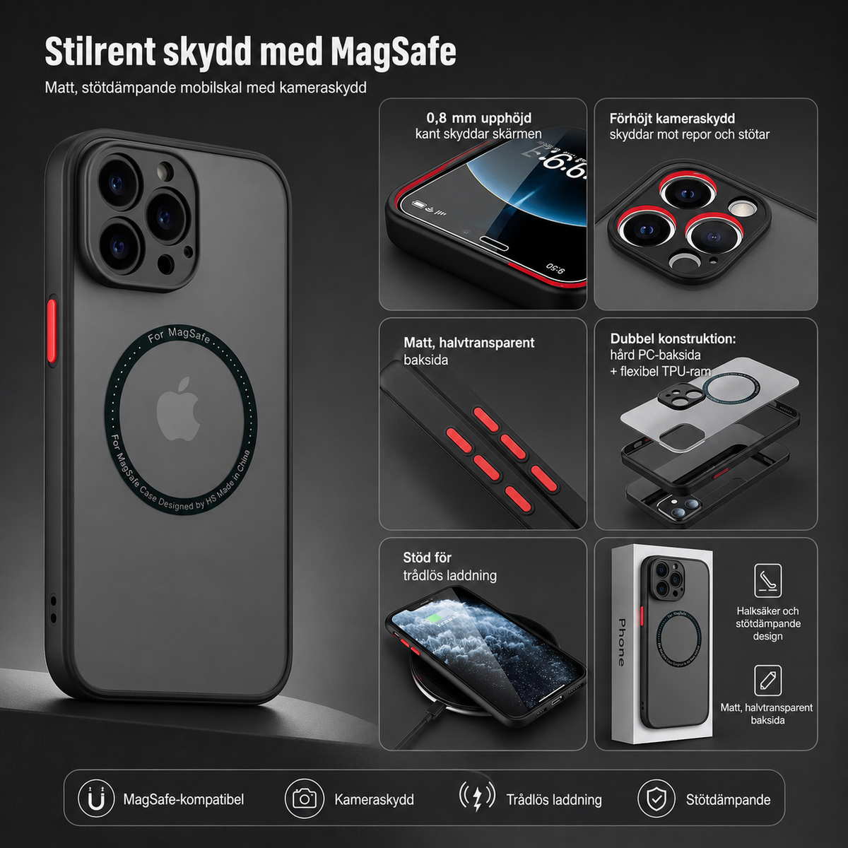 Mobilskal med magnetring – stötdämpande