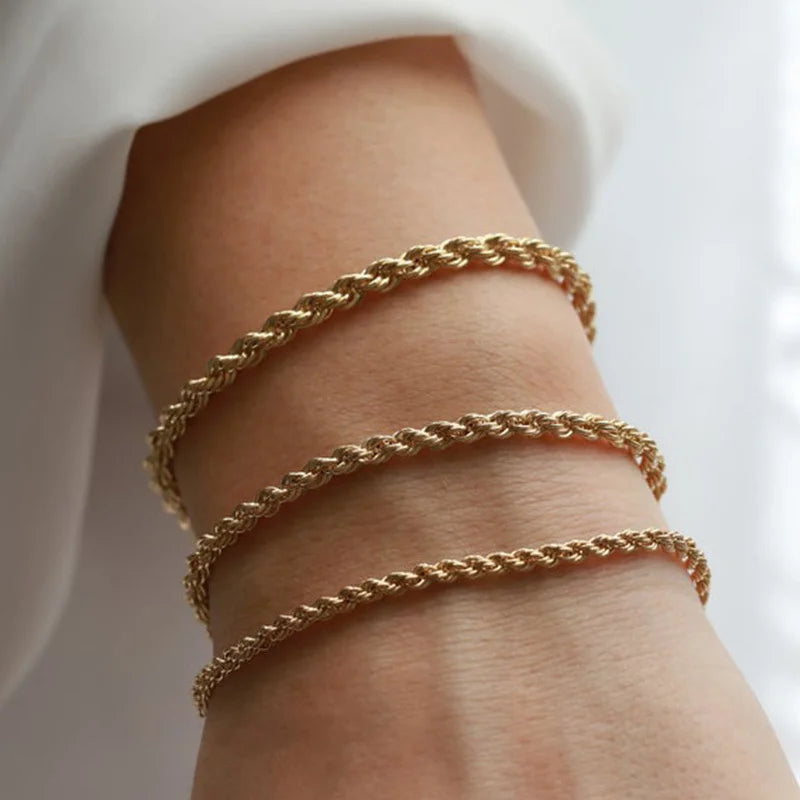 Tvinnat armband i rostfritt stål – guld eller silver