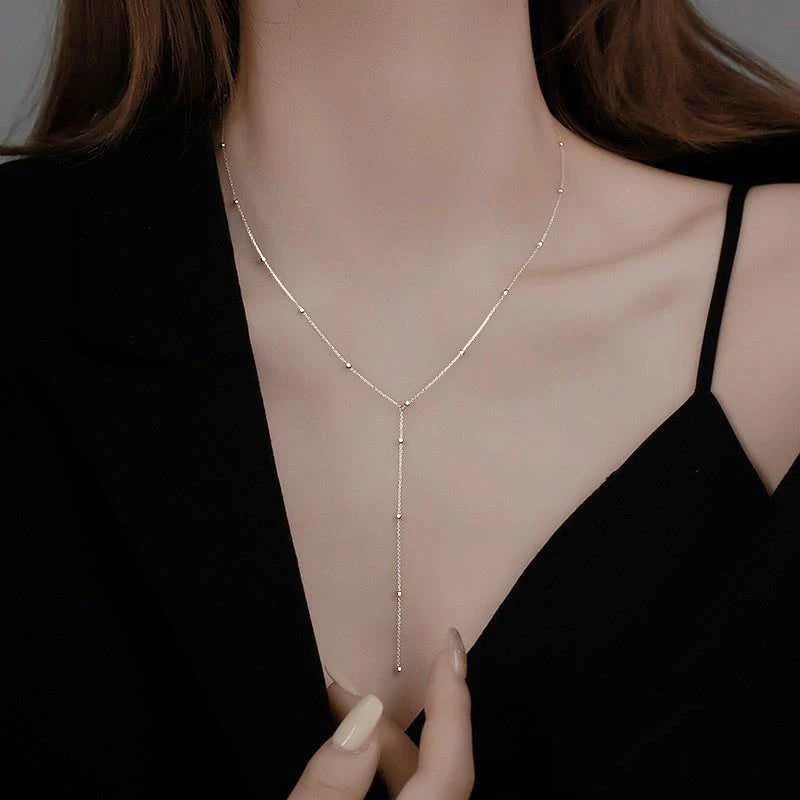 Dubbellagers halsband med droppkedja – guld eller silver