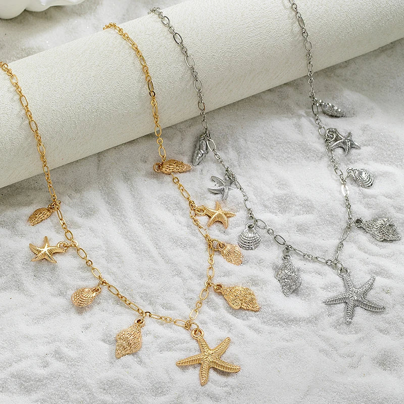 Halsband med snäcka och sjöstjärna
