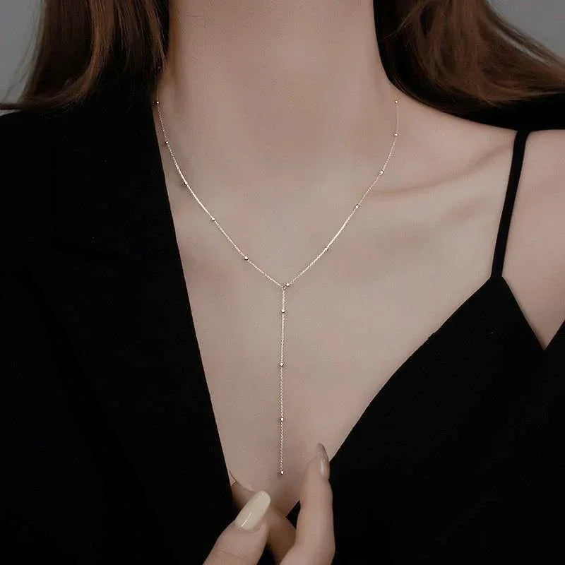 Dubbellagers halsband med droppkedja – guld eller silver