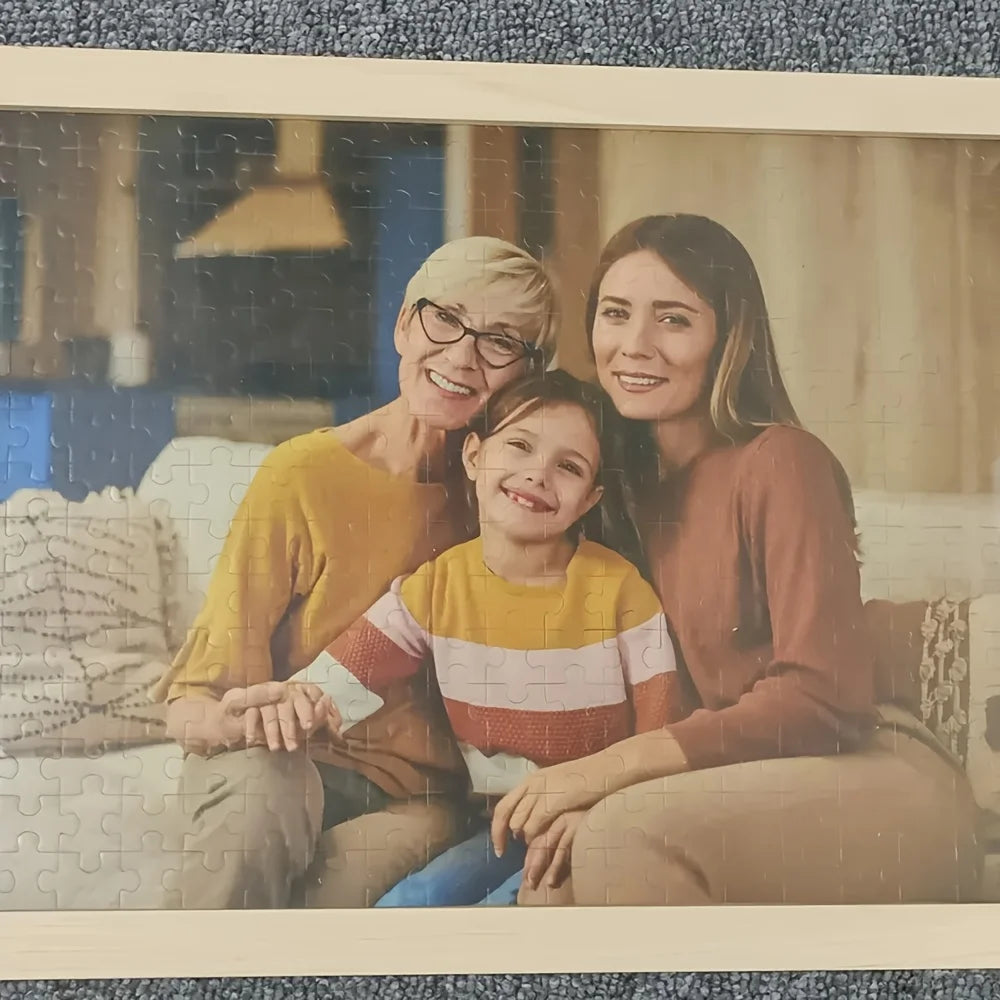 Fotopussel i trä med ram – eget foto