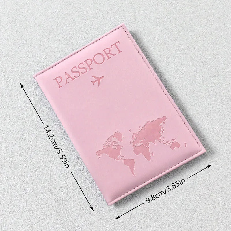 Passfodral i konstläder med världskarta