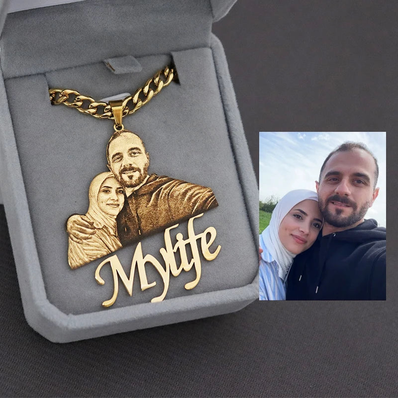 Halsband med bricka – eget foto och namn