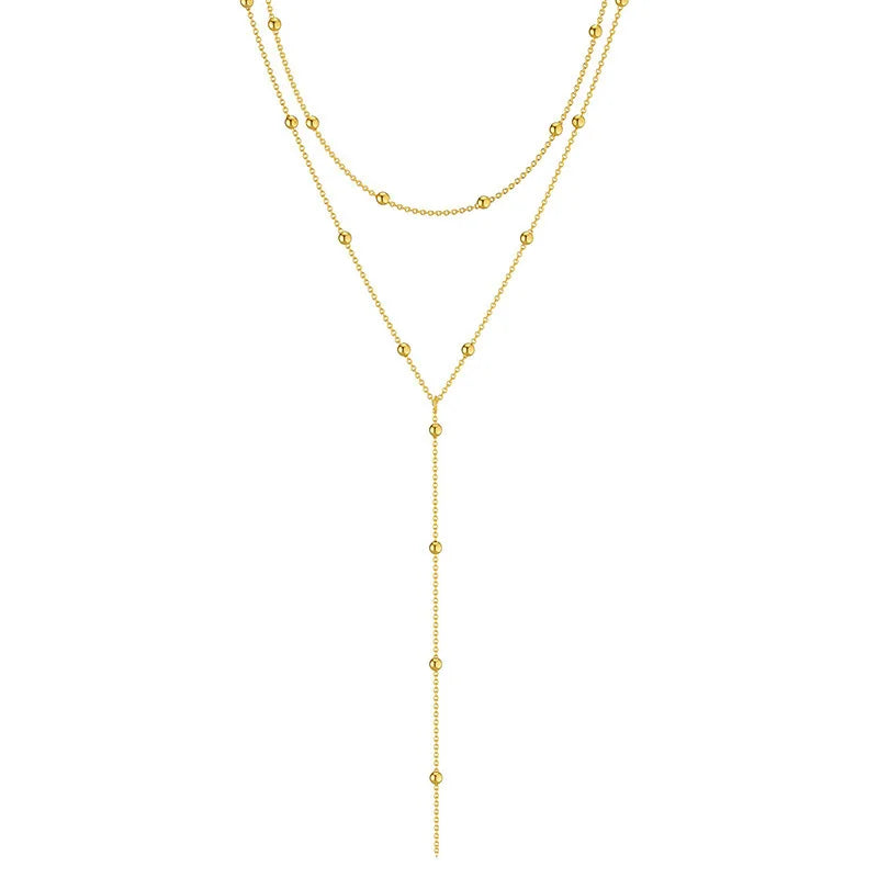 Dubbellagers halsband med droppkedja – guld eller silver