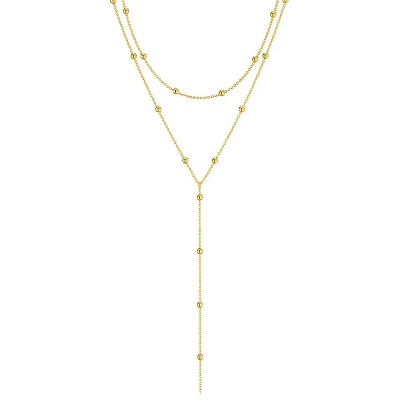 Dubbellagers halsband med droppkedja – guld eller silver